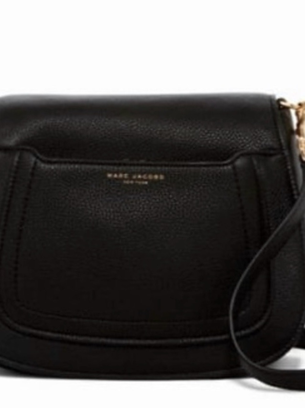 Marc Jacobs empire mini Black Pebbled Leather Flap Crossbody with Gold Hardware